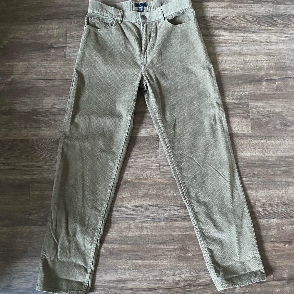 Khaki Slim Fit Corduroy Pants